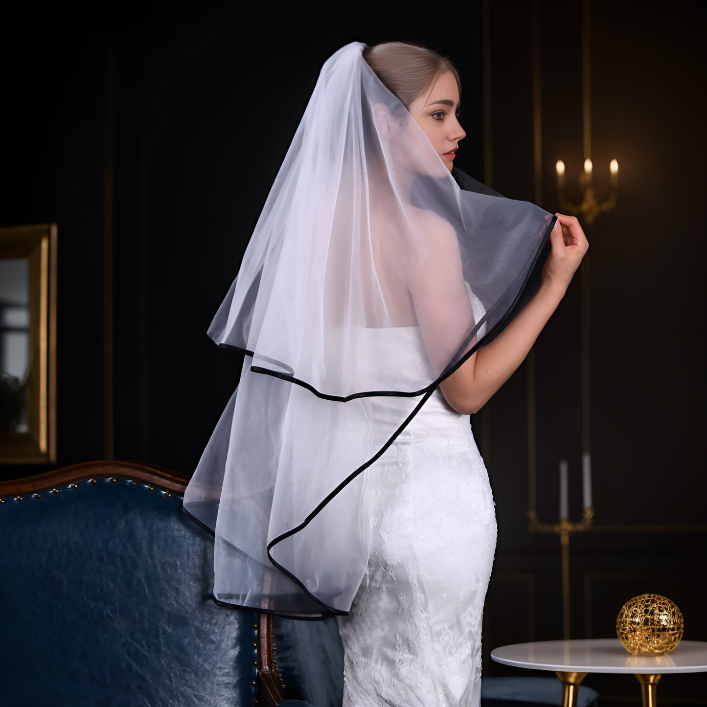 BRIDELLA BV214 A Minimalist Double Blush Veil, Fingertip Length, With A Comb Included, Perfect For A Bridal Party Or Wedding