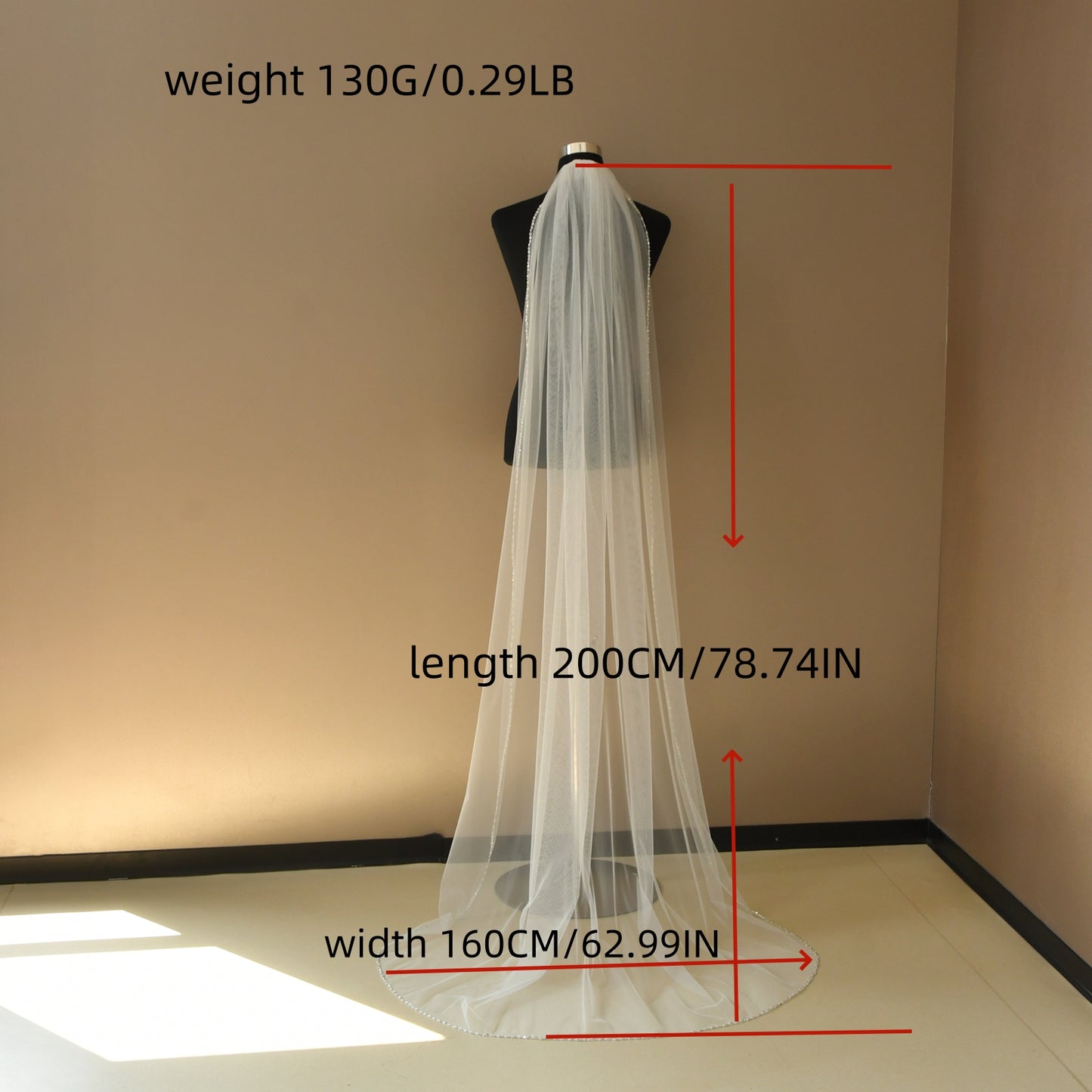 BRIDELLA BV136 Exquisite Beaded Edge Bridal Waltz Length Veil High Quality With Comb Veil