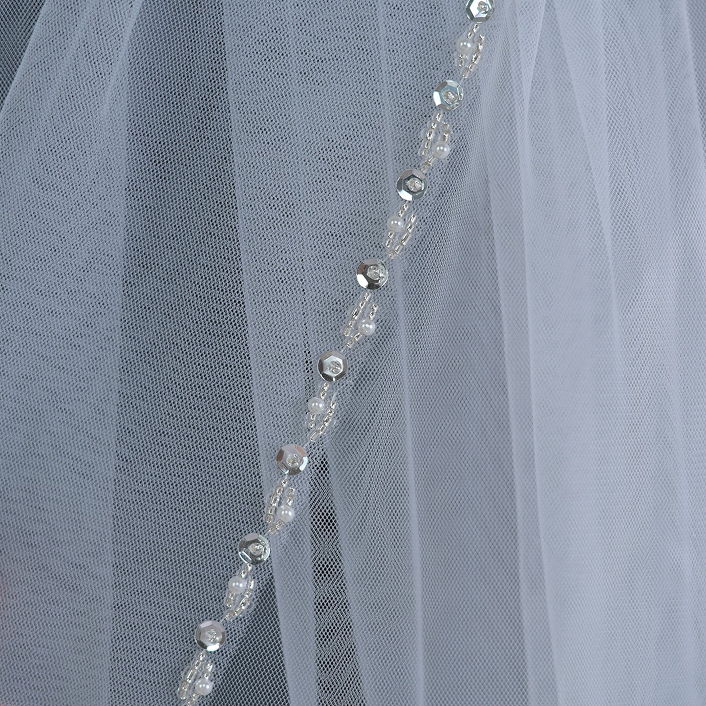 BRIDELLA BV136 Exquisite Beaded Edge Bridal Waltz Length Veil High Quality With Comb Veil