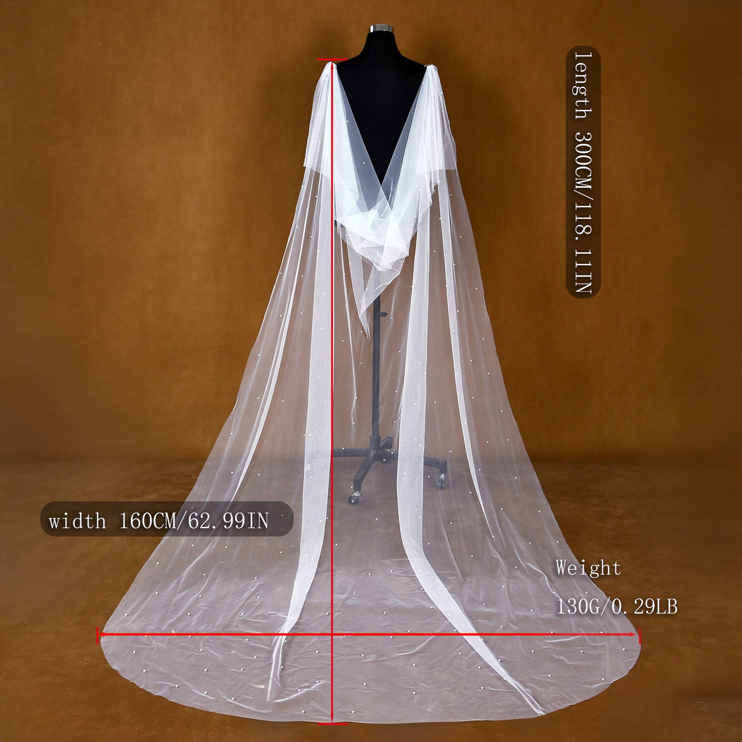 BRIDELLA BMG38 Cathedral Wedding Beaded Shawl Brdal Tulle Cape Elegant Long Cloak Bride Dress Woman Wedding Accessory