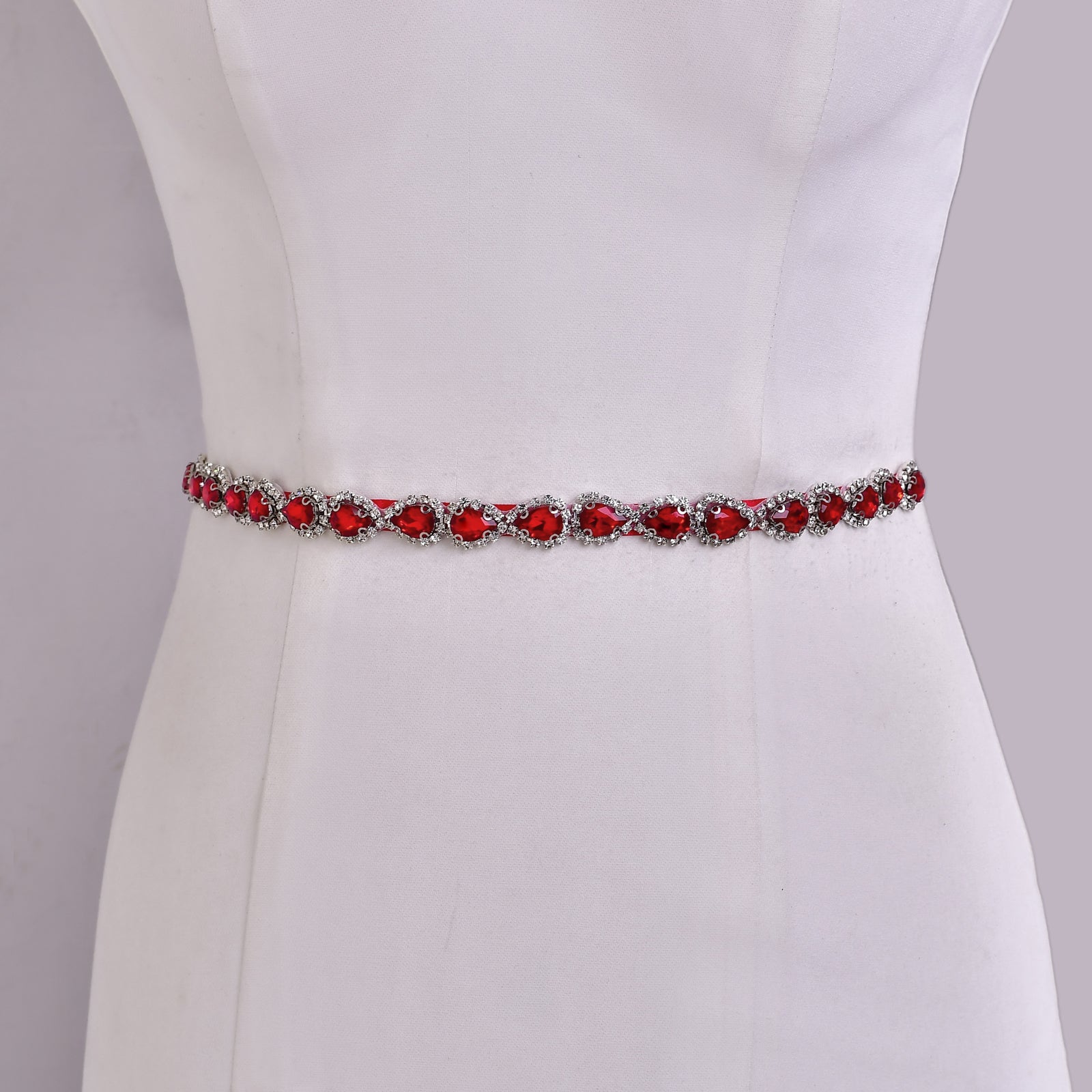 BS190R-Wine Red wine rhinestone belt