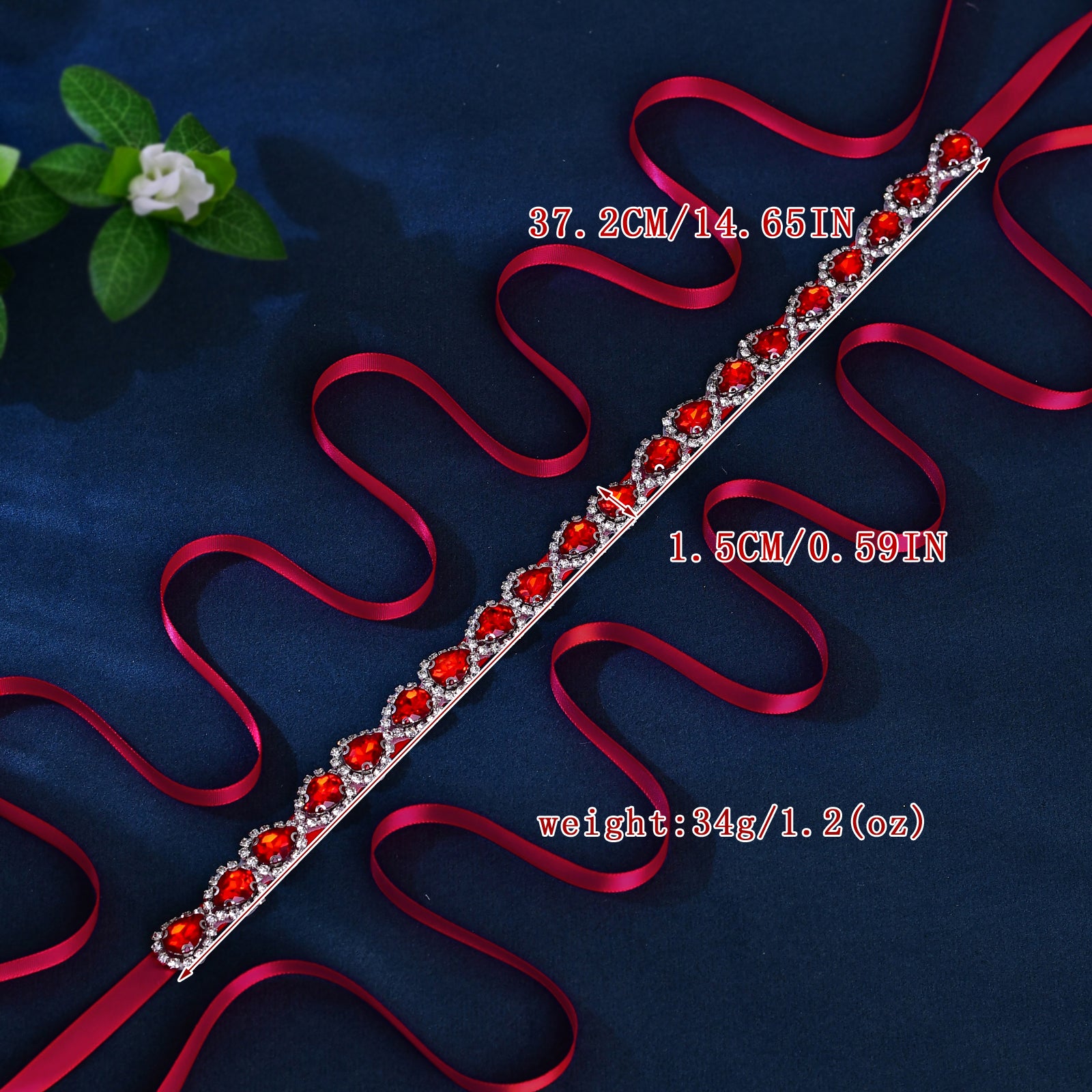 BS190R-Wine Red wine rhinestone belt