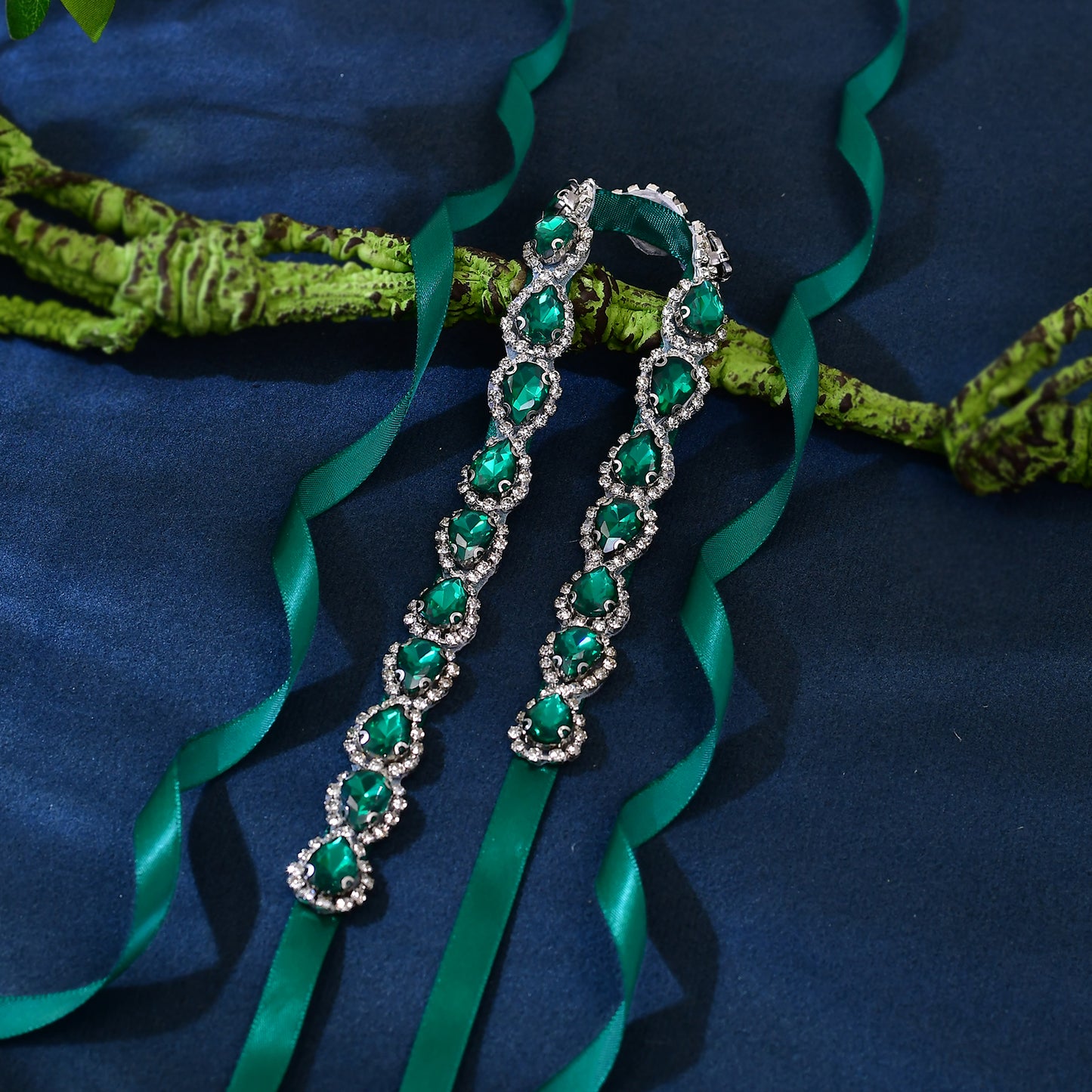 BS190KL-Green green rhinestone belt
