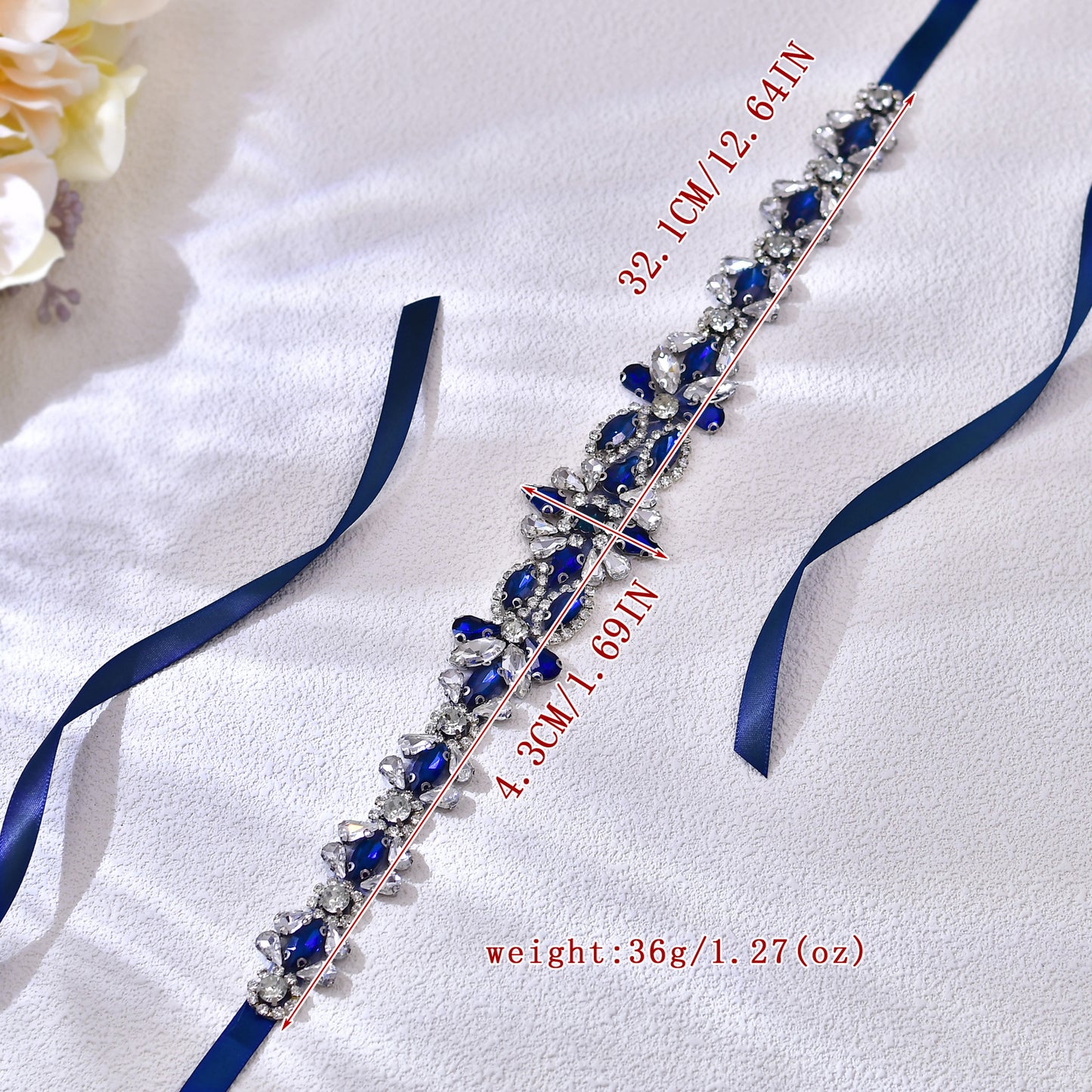 BS167ML-Navy Blue blue rhinestone belt