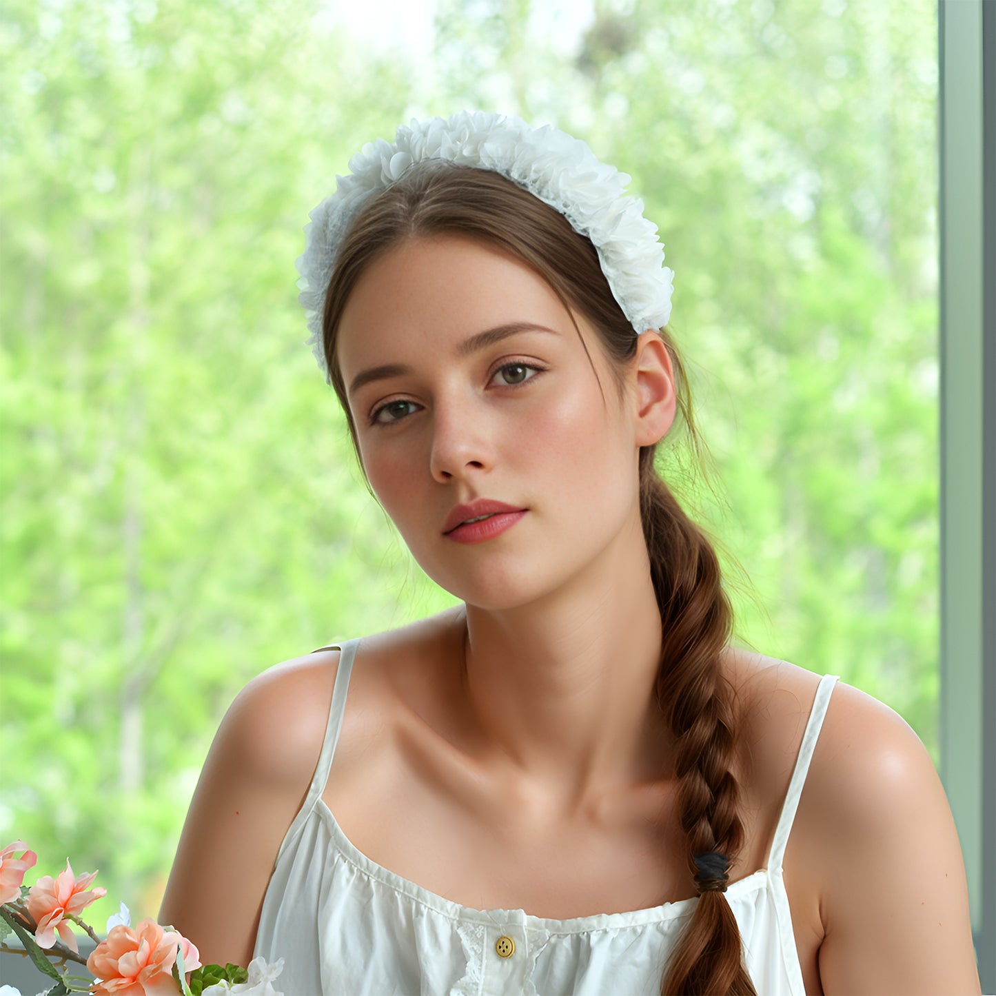 VH01 white mesh headband