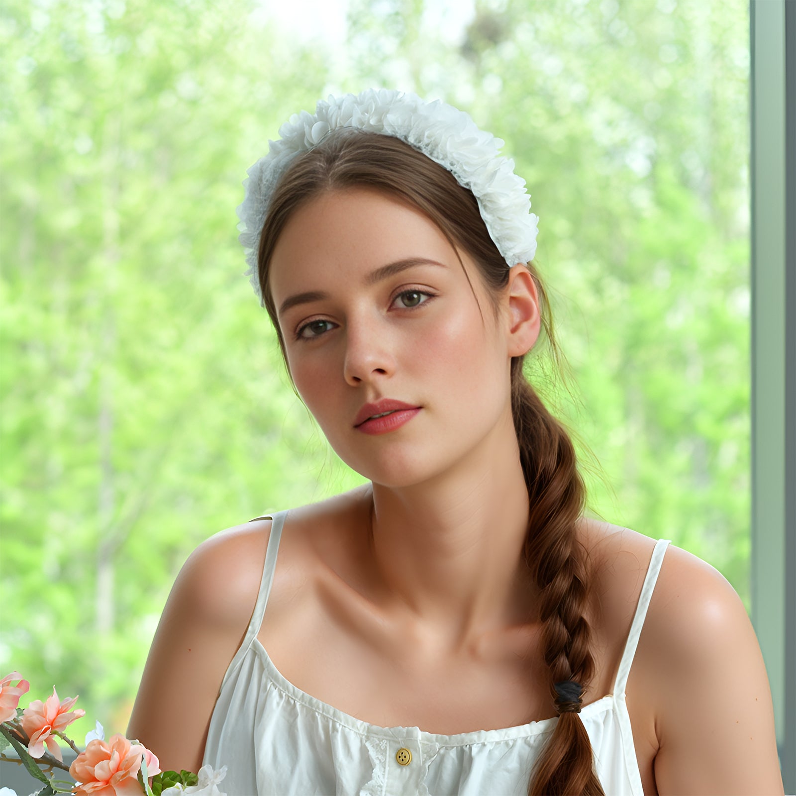 VH01 white mesh headband