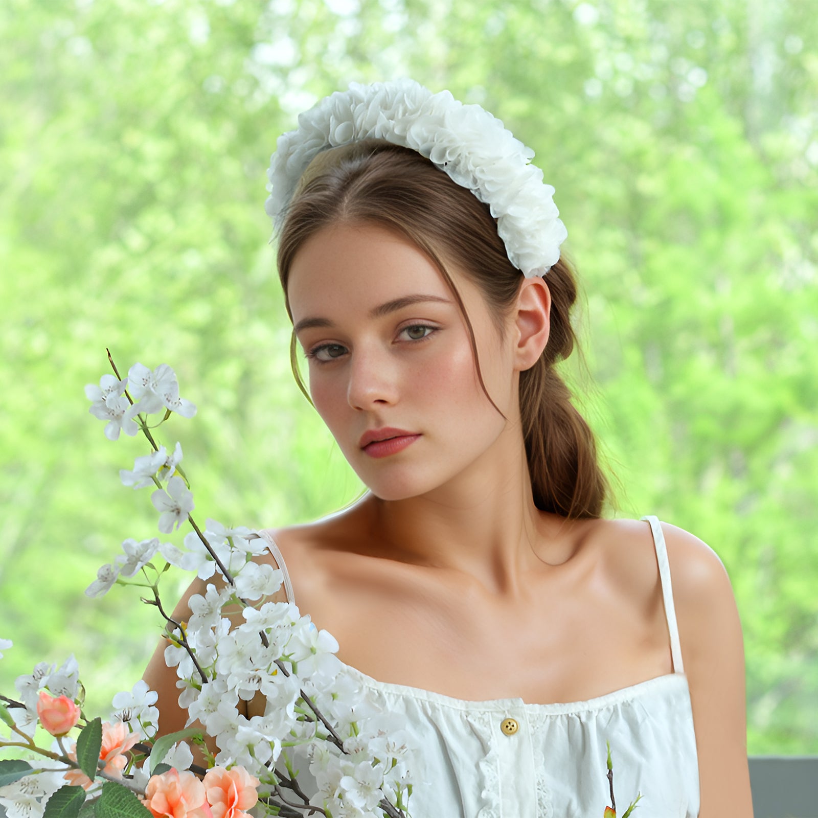 VH01 white mesh headband