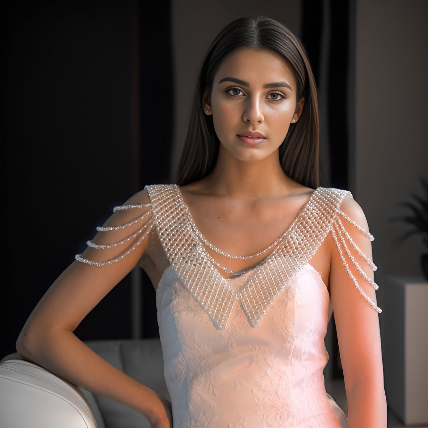 VG99 white pearl shawl