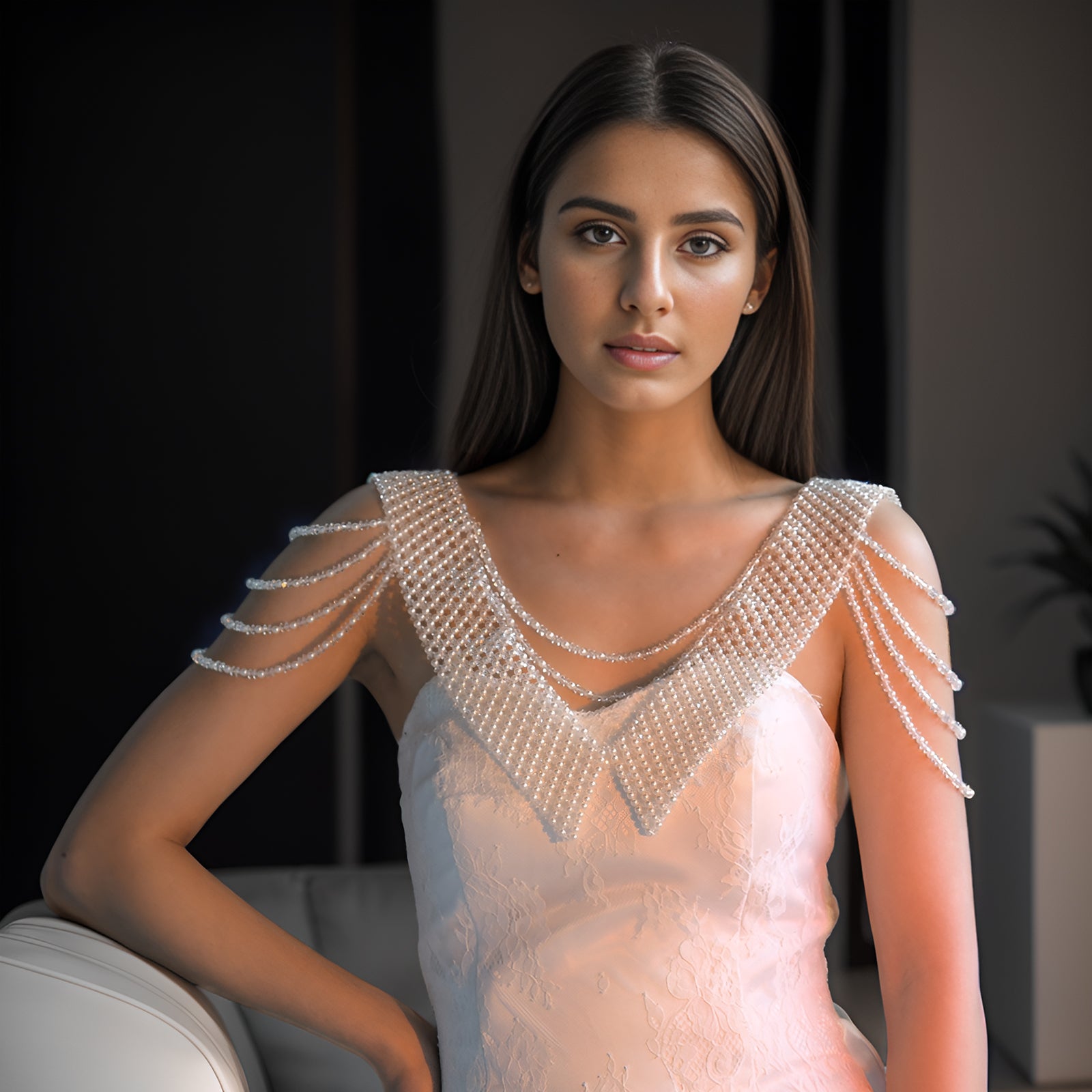 VG99 white pearl shawl