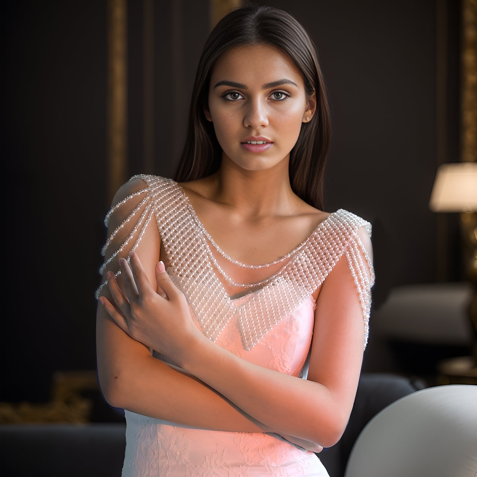 VG99 white pearl shawl