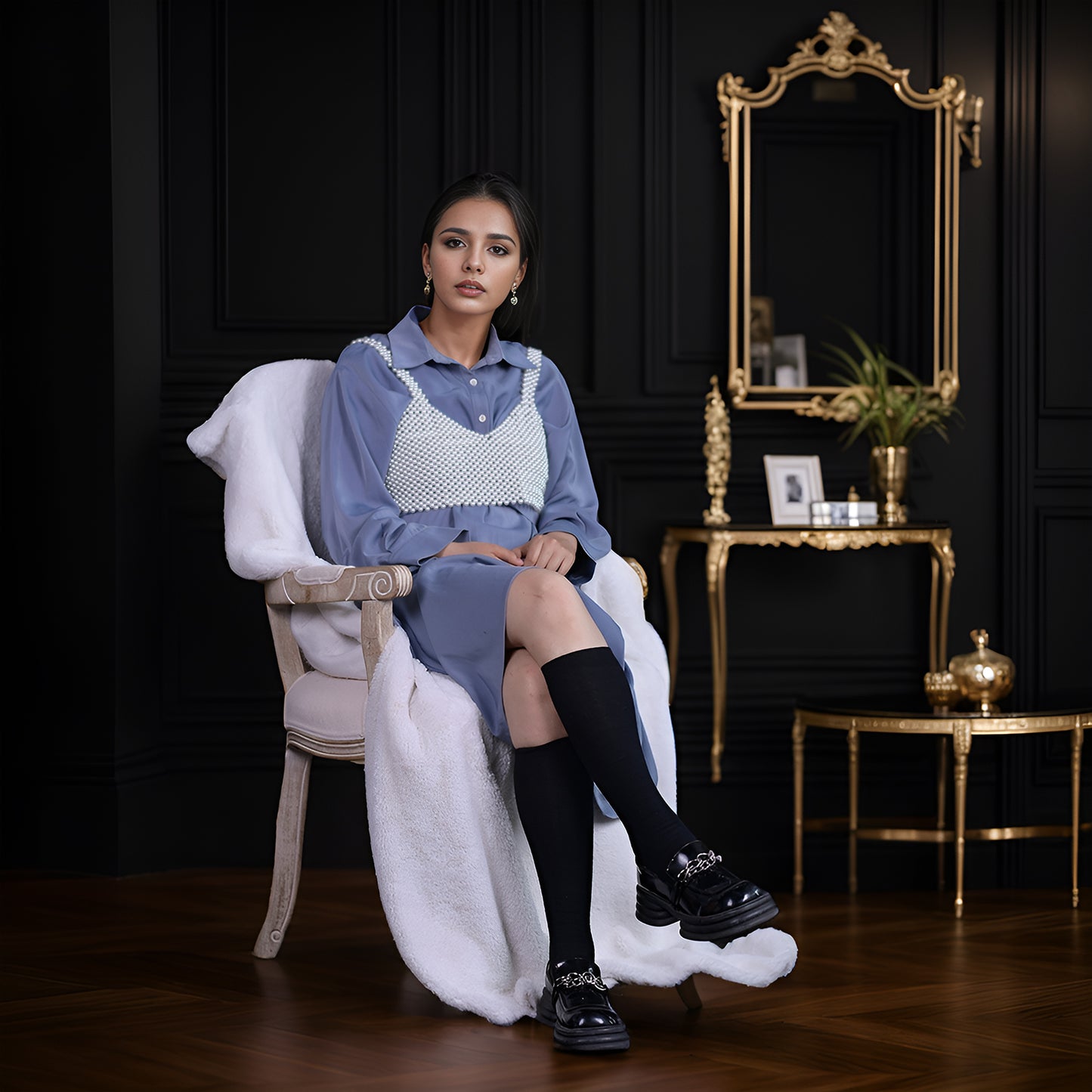 VG95 white pearl shawl