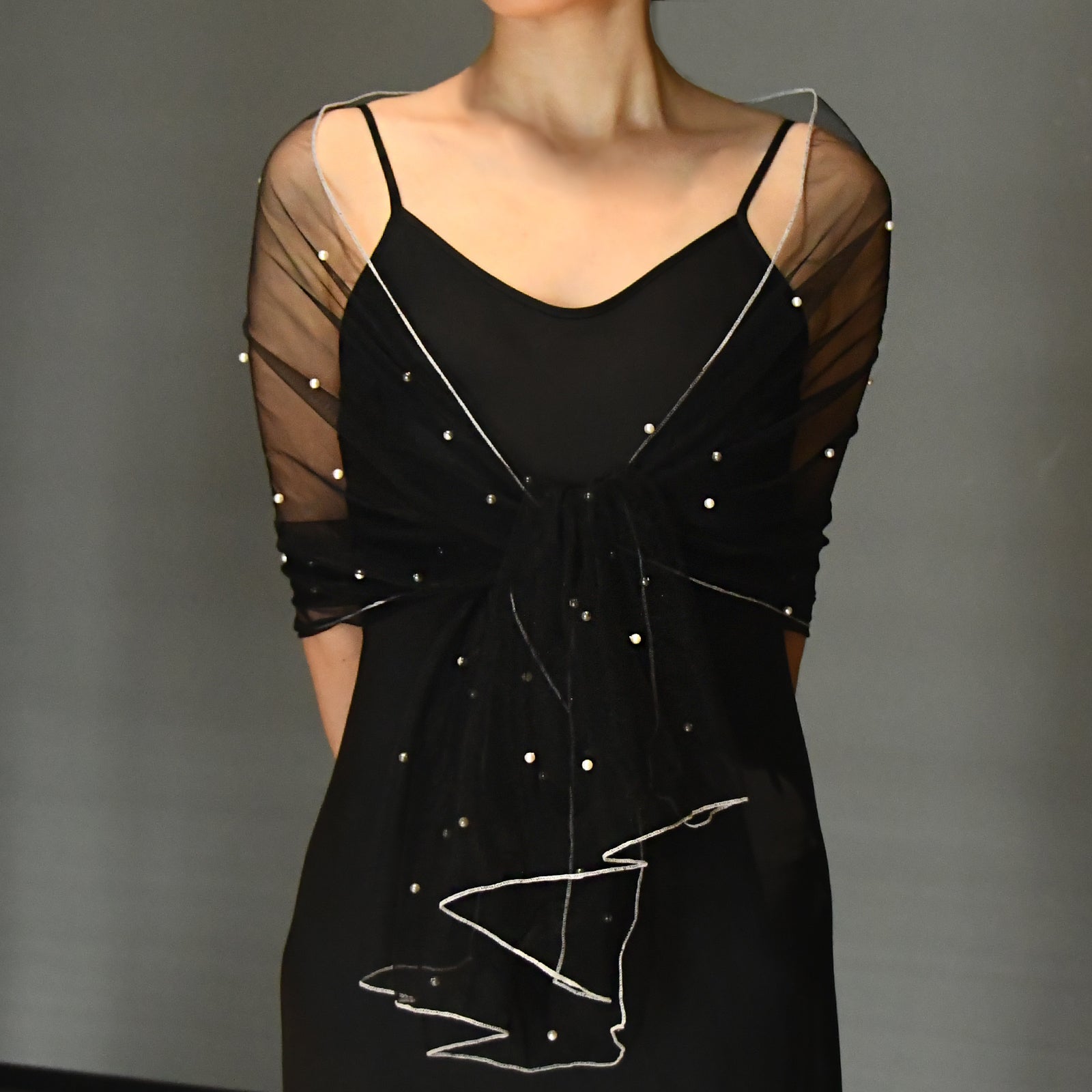 VG91-B black pearl mesh shawl