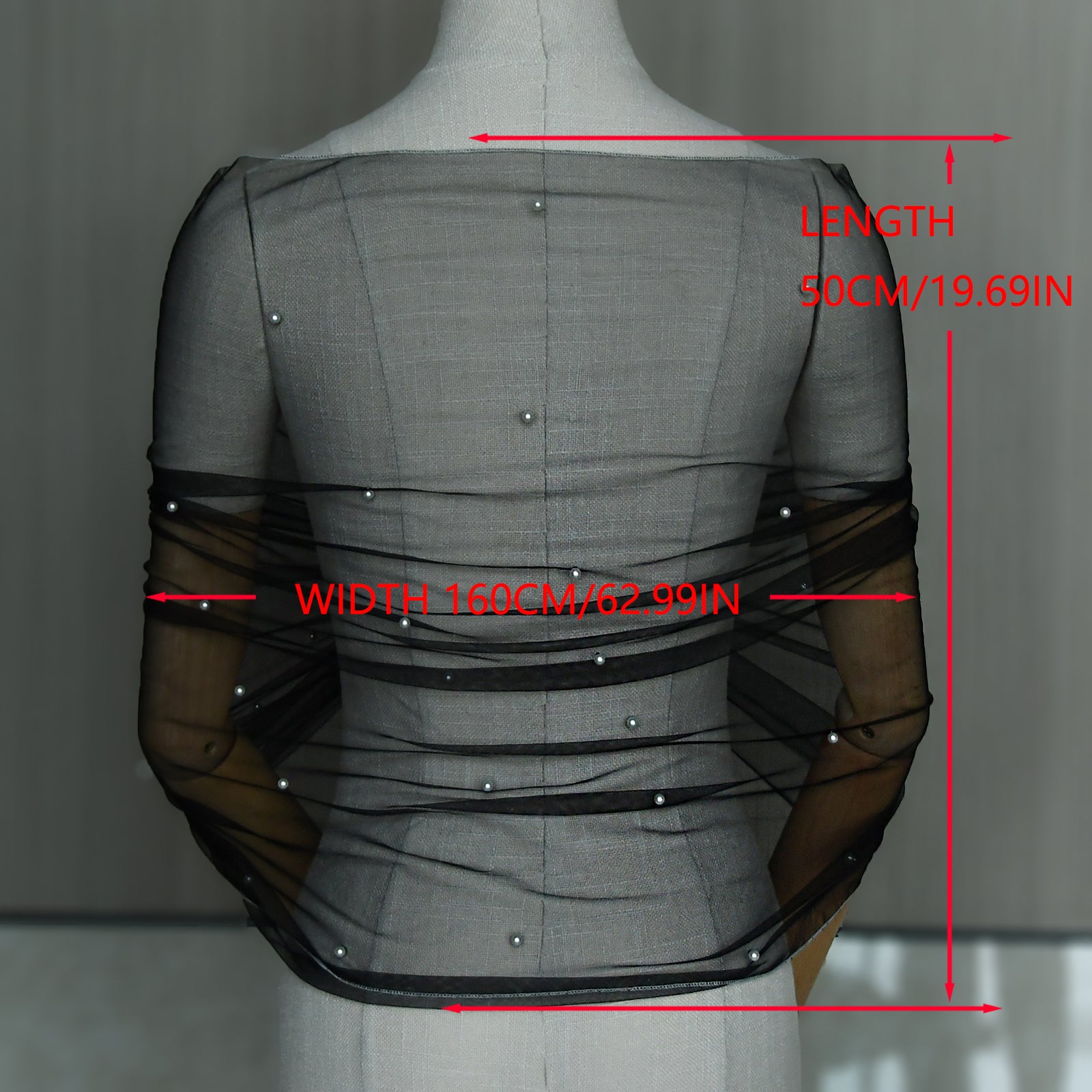 VG91-B black pearl mesh shawl