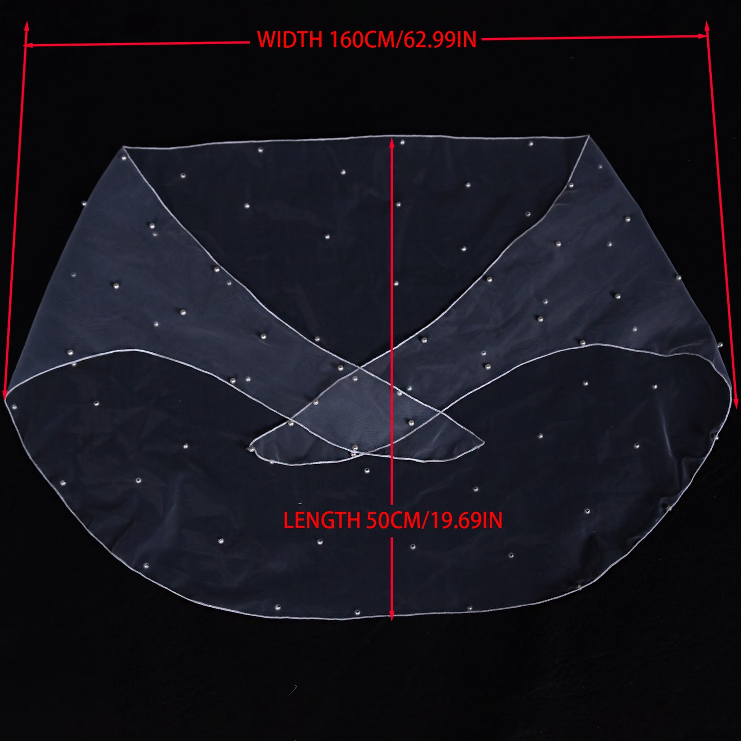 VG86-I white pearl mesh shawl