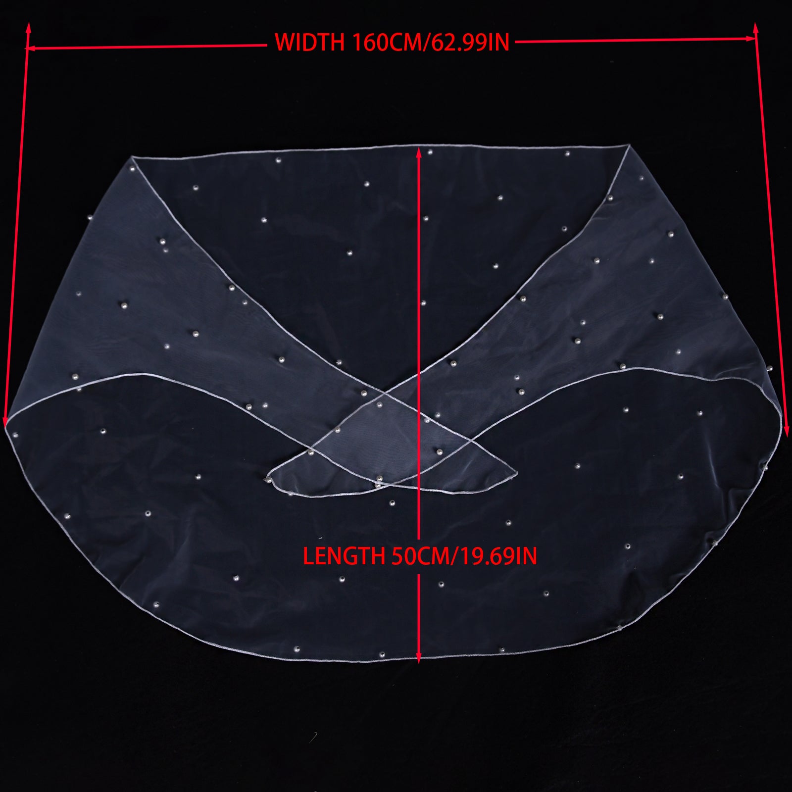 VG86-I white pearl mesh shawl