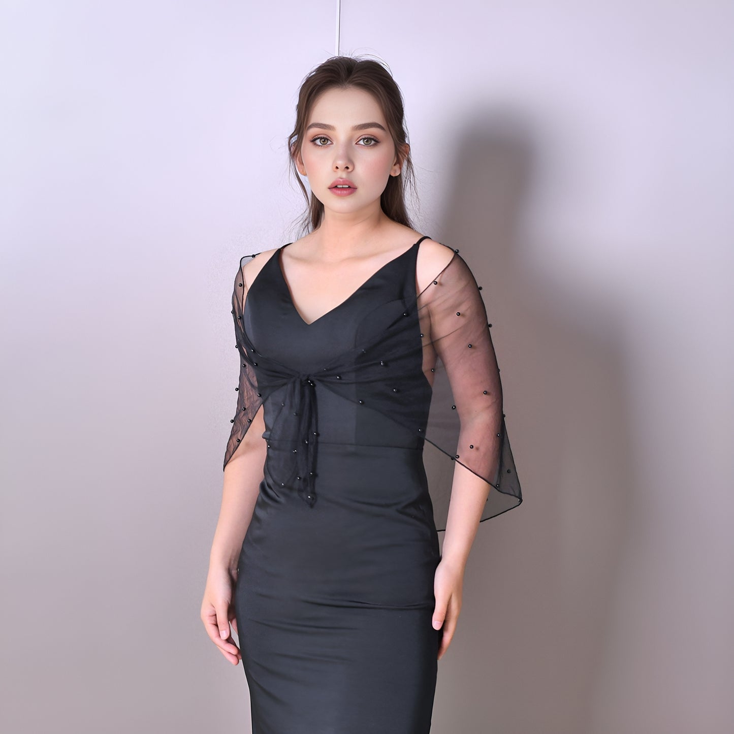 VG86-B black pearl mesh shawl