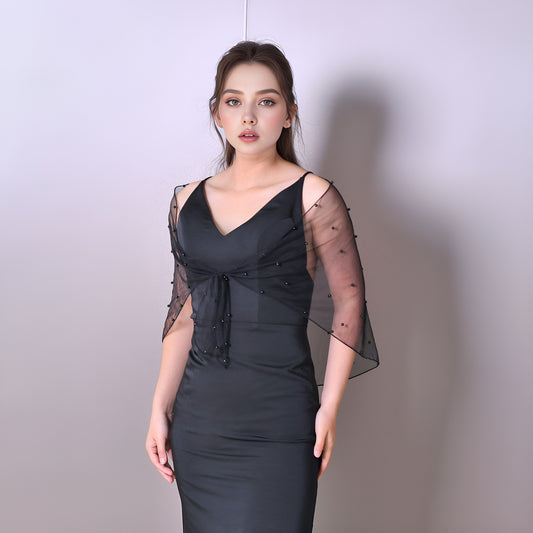 VG86-B black pearl mesh shawl