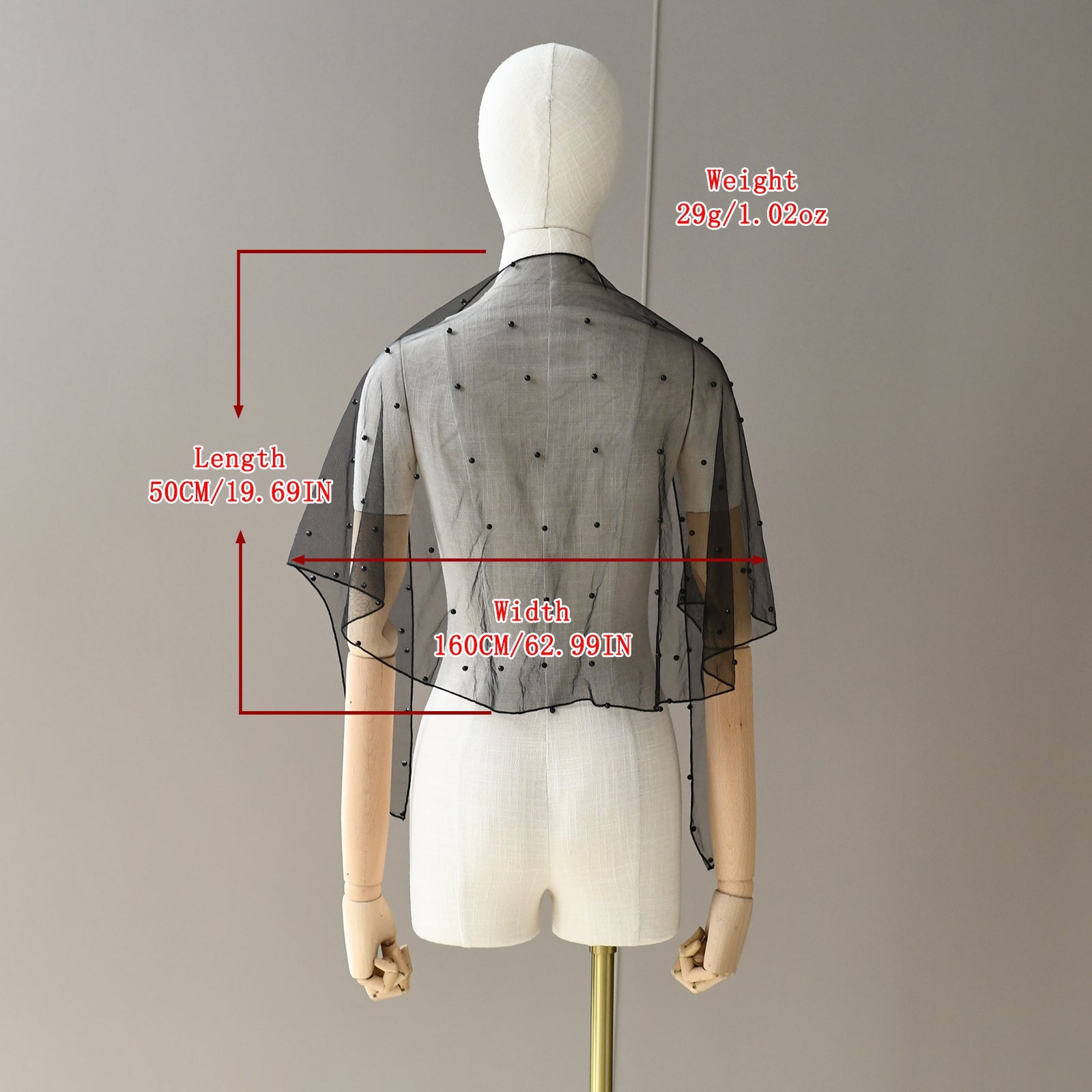 VG86-B black pearl mesh shawl