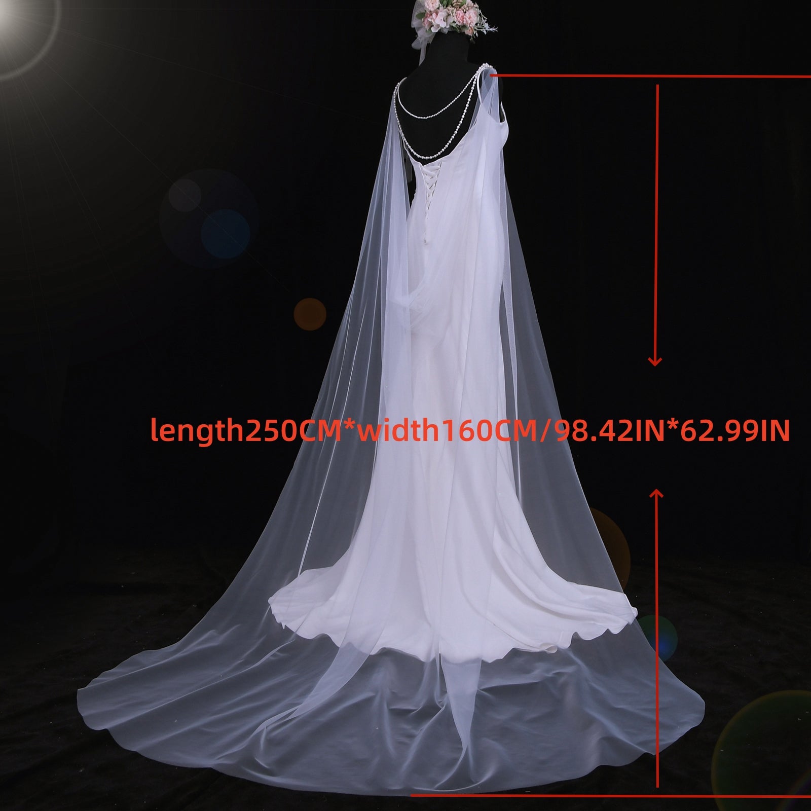 VG33-I ivory pearl mesh shawl