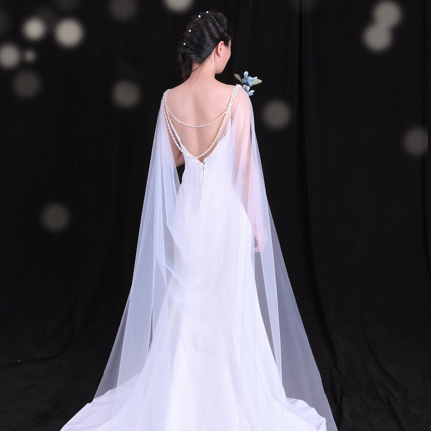 VG33-I ivory pearl mesh shawl