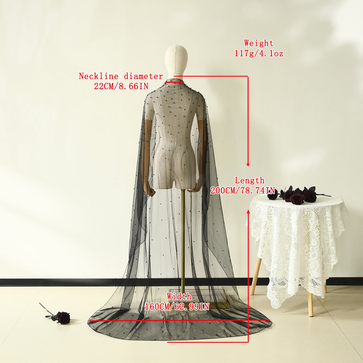 VG17A-B black pearl mesh shawl