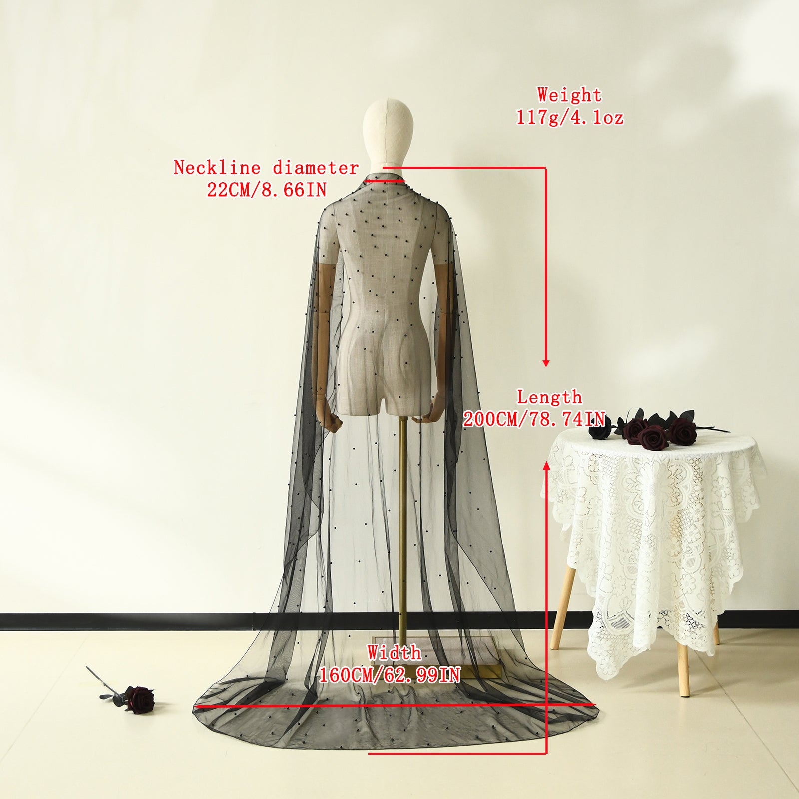 VG17A-B black pearl mesh shawl