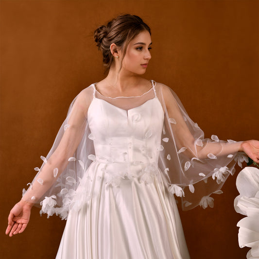 MG35-I white pearl mesh shawl