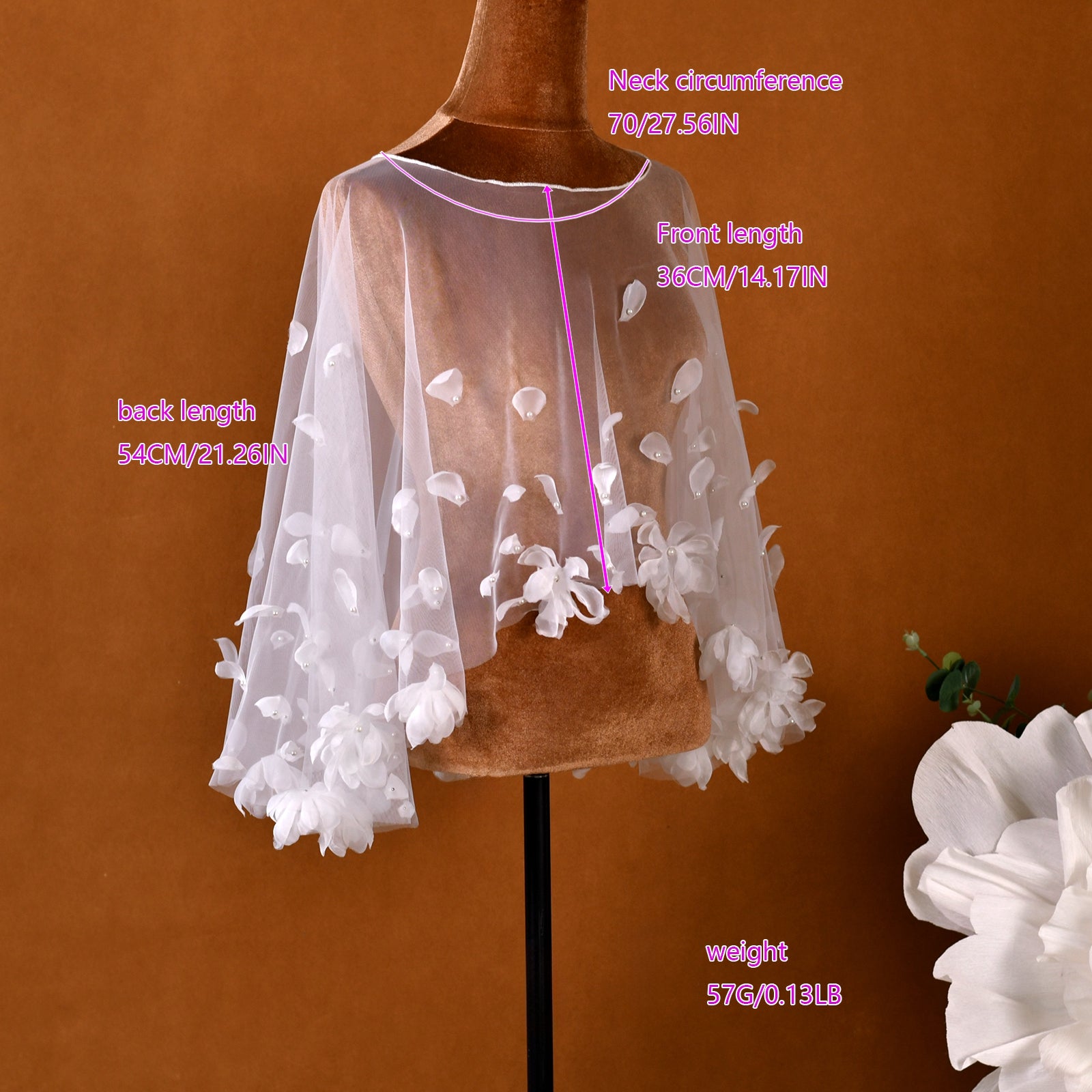 MG35-I white pearl mesh shawl