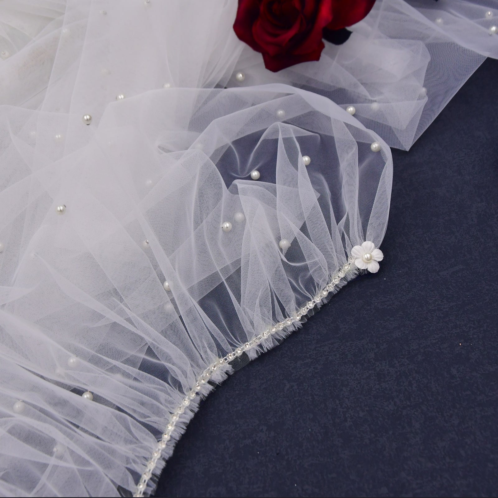 VG78-W white pearl mesh shawl