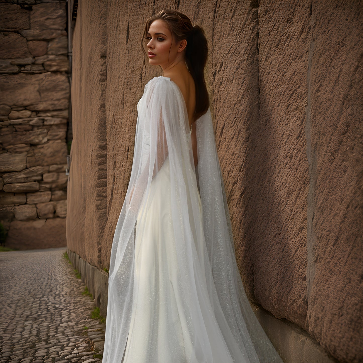 VG52-XI white mesh shawl