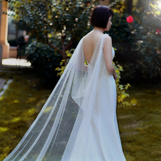 VG41-IYP white pearl mesh shawl