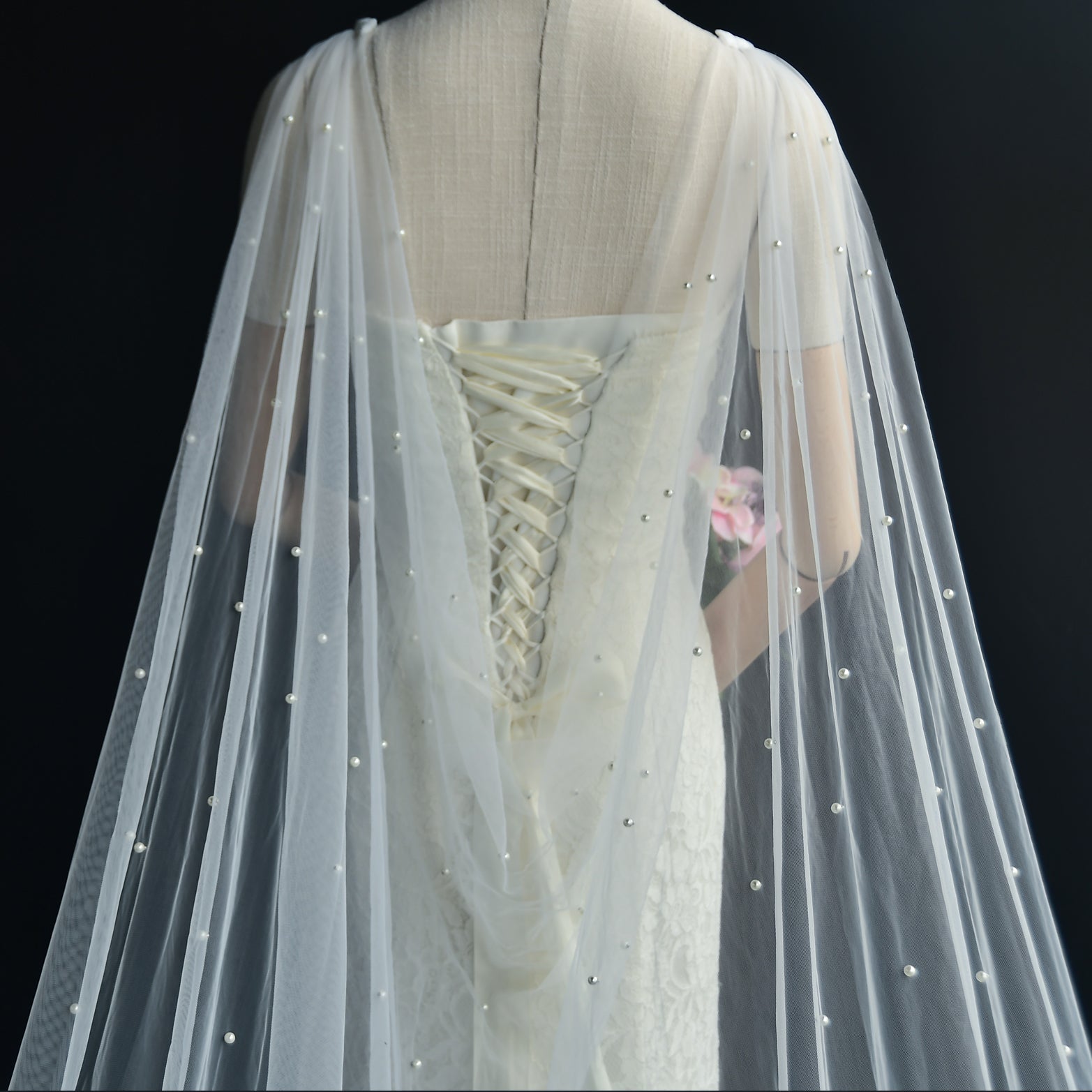 VG41-IYP white pearl mesh shawl