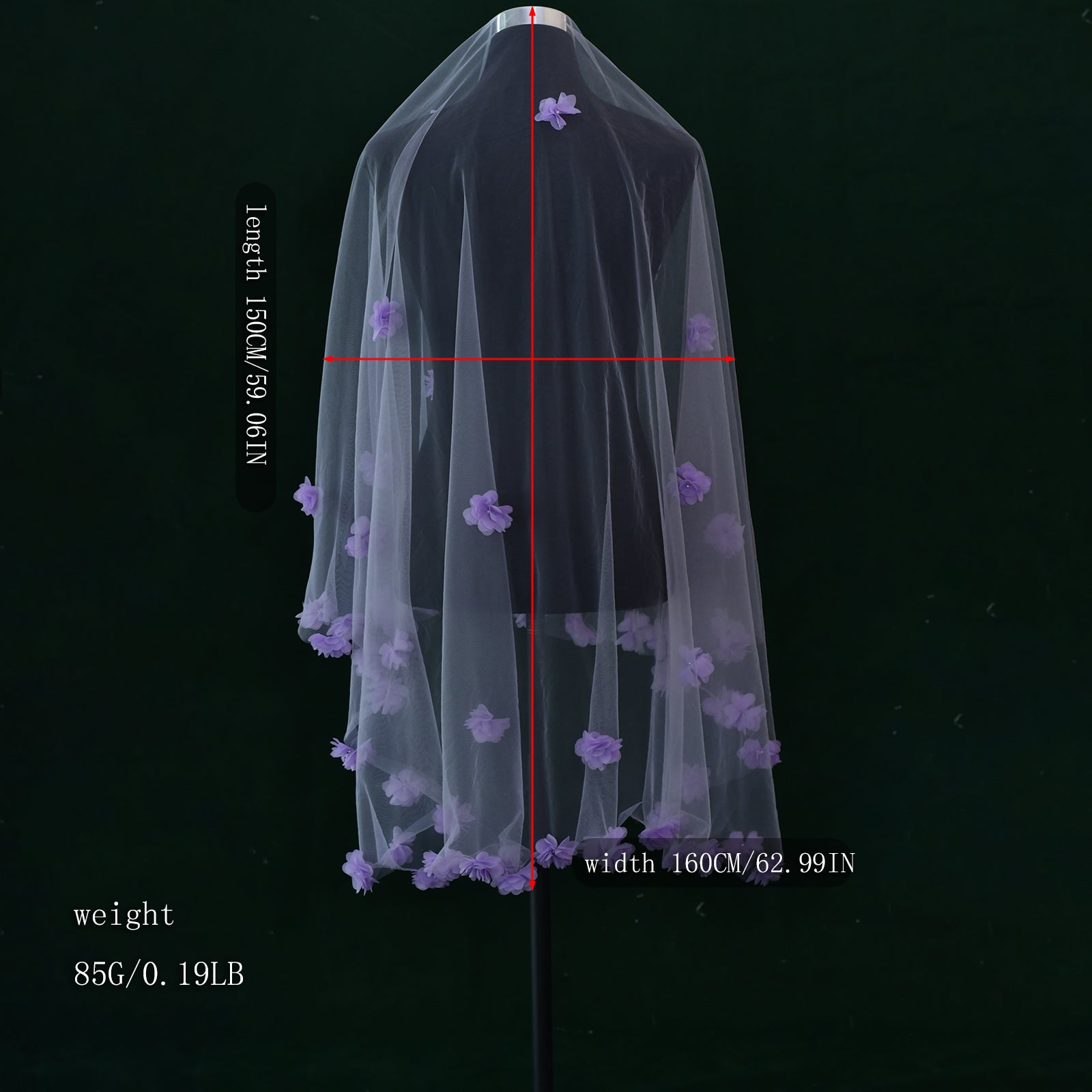 M133 purple mesh flower veil