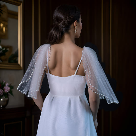 VG40A-XI white pearl mesh shawl