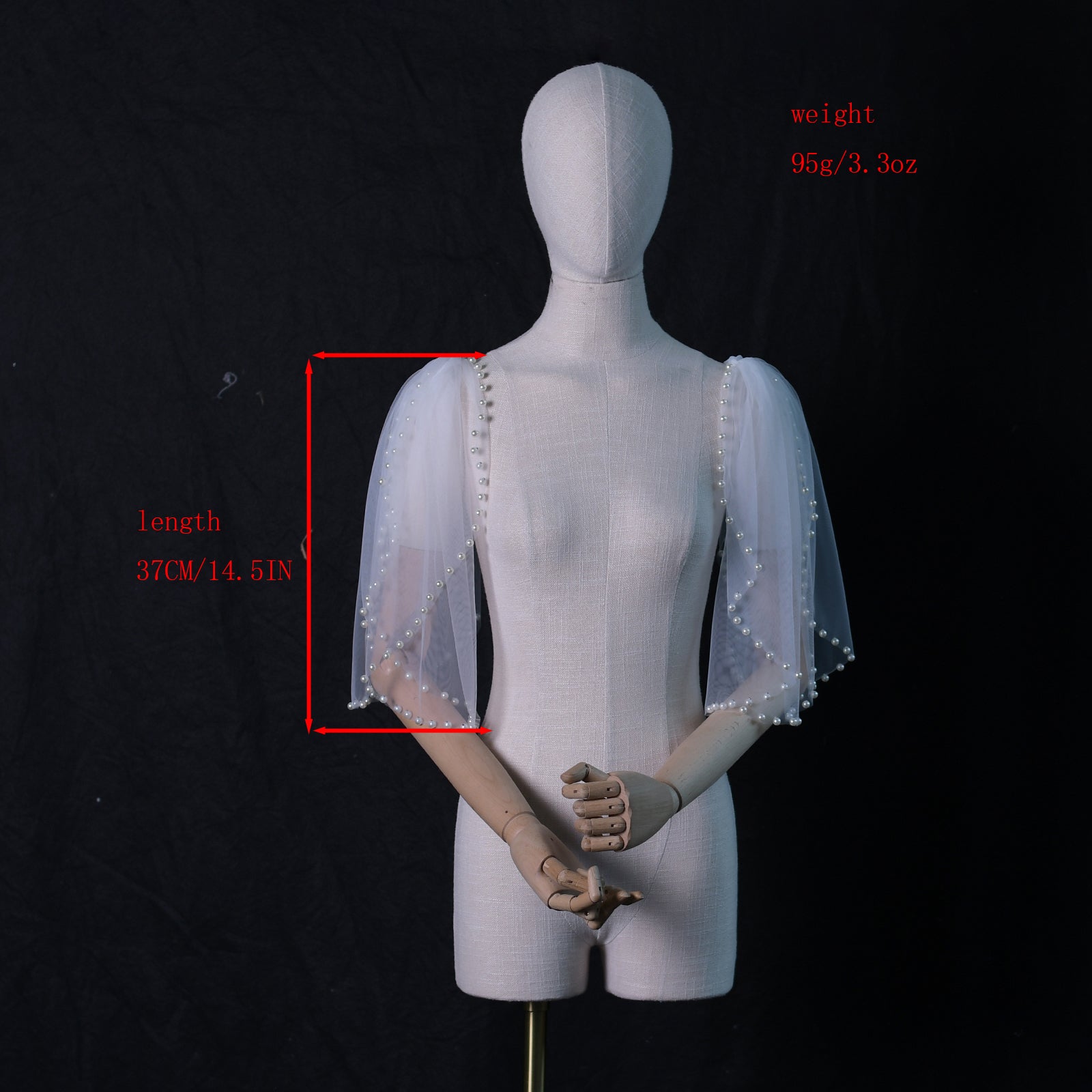 VG40A-I-1 white pearl mesh shawl