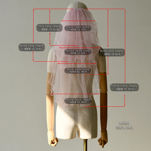 M149-P pink mesh flower veil