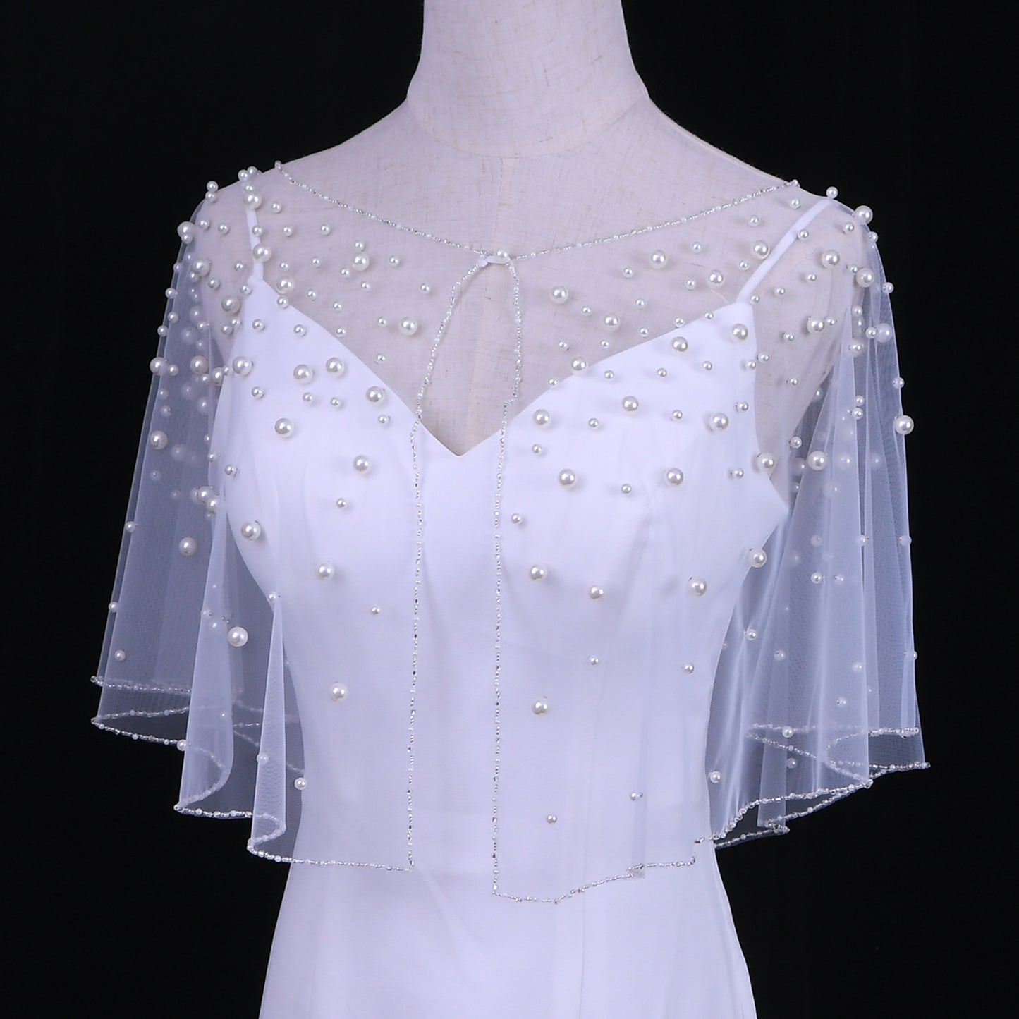 VG31-W white pearl mesh shawl