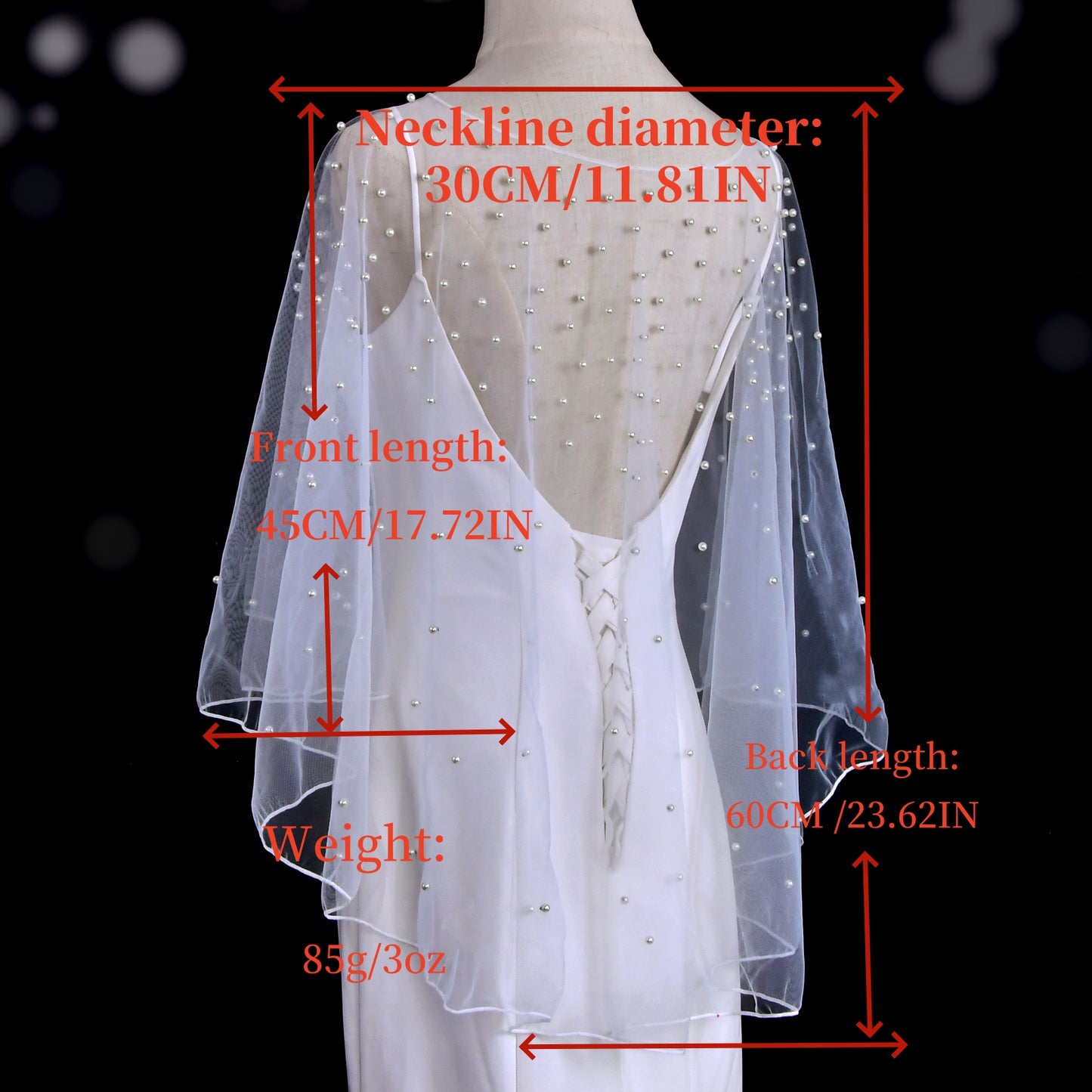 VG27-I white pearl mesh shawl