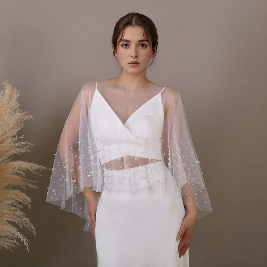 VG27A-I white pearl mesh shawl