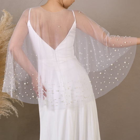 VG27A-I white pearl mesh shawl