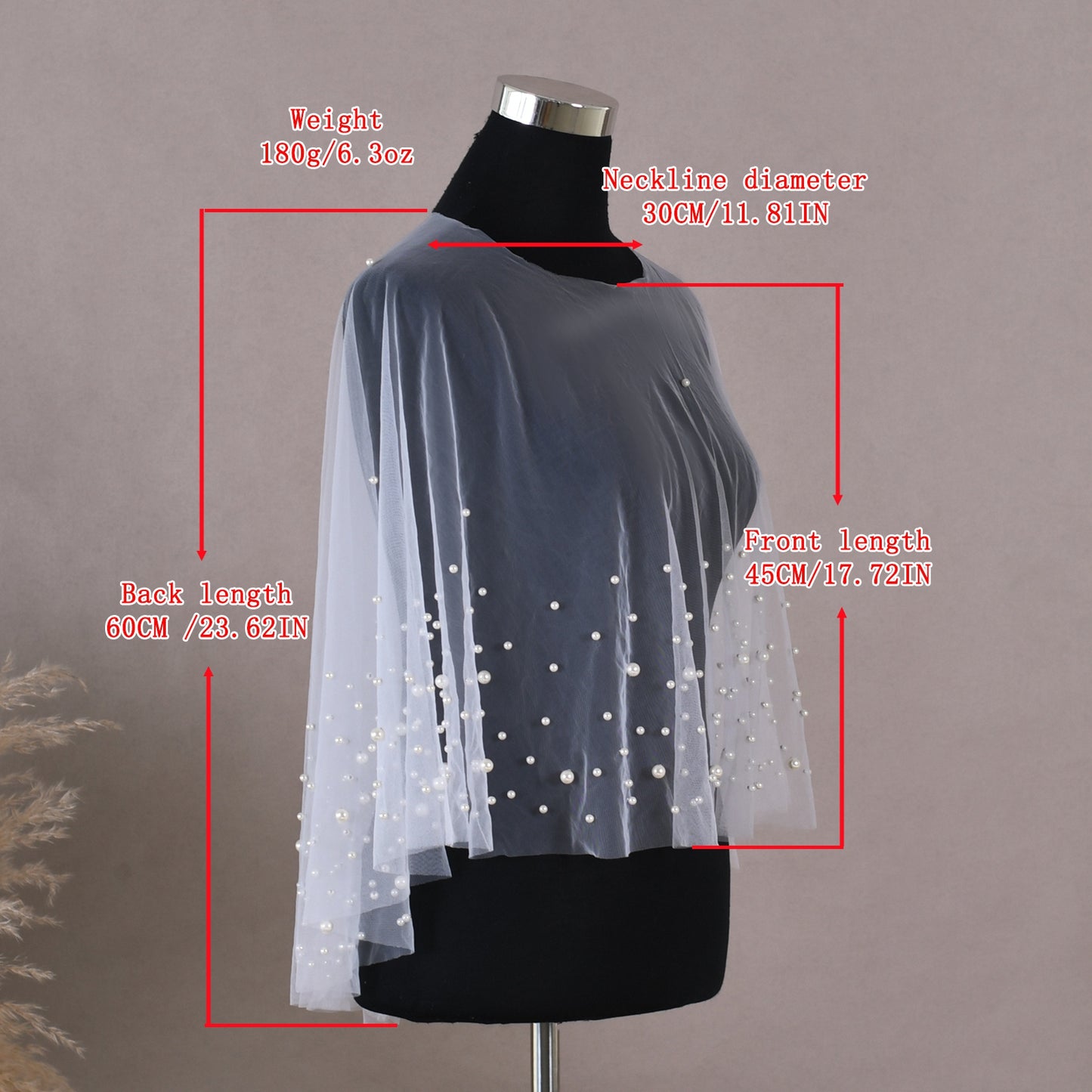 VG27A-I white pearl mesh shawl