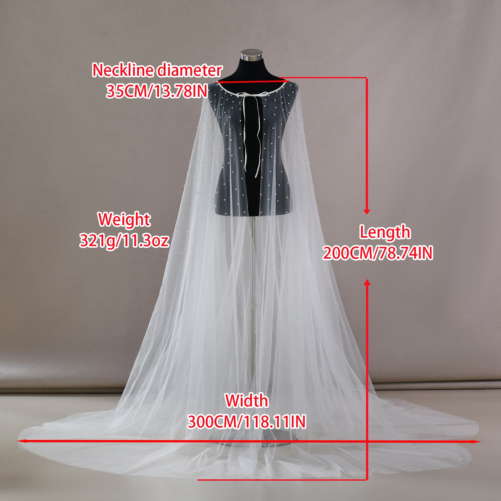 VG17-I white pearl mesh shawl