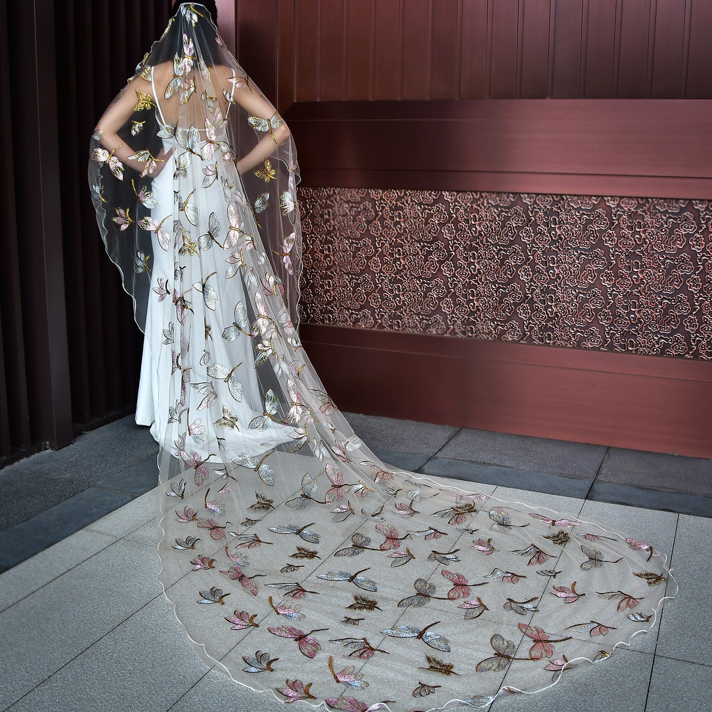 M44-Y ivory mesh flower hair comb