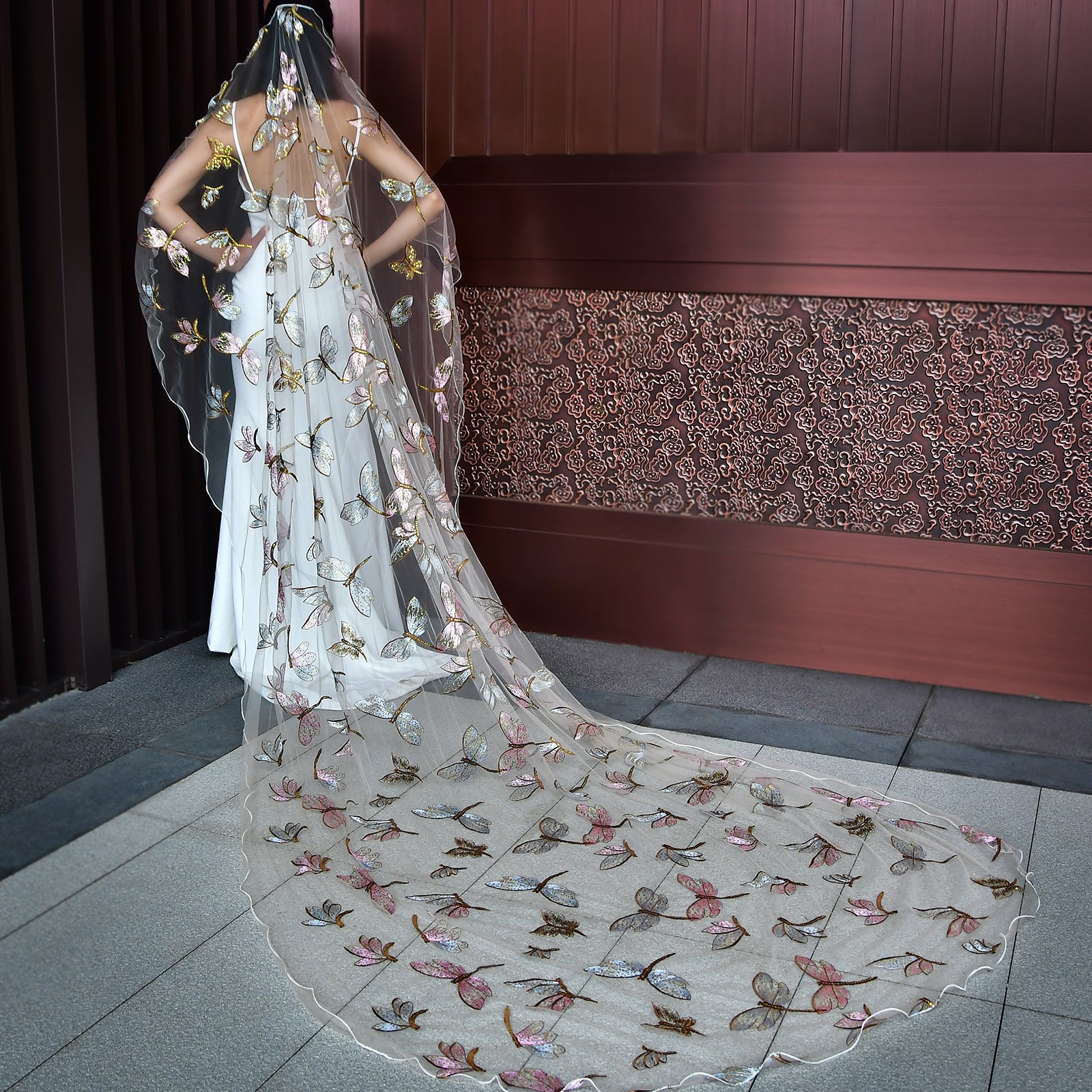 M44-Y ivory mesh flower hair comb