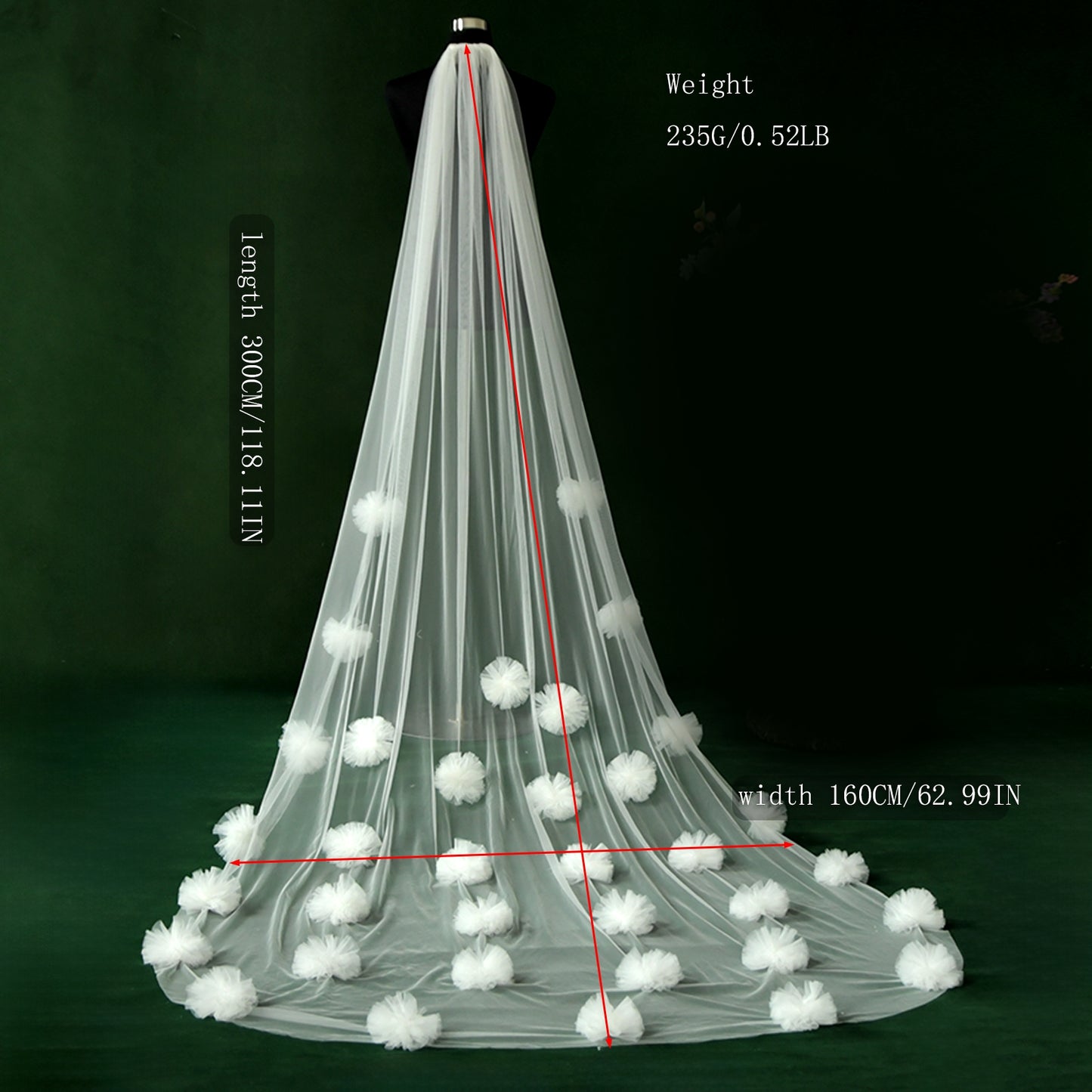 M64-I ivory mesh flower veil