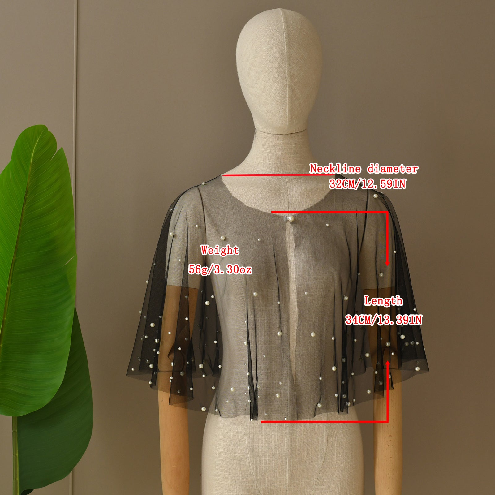 VG120-B black pearl mesh shawl