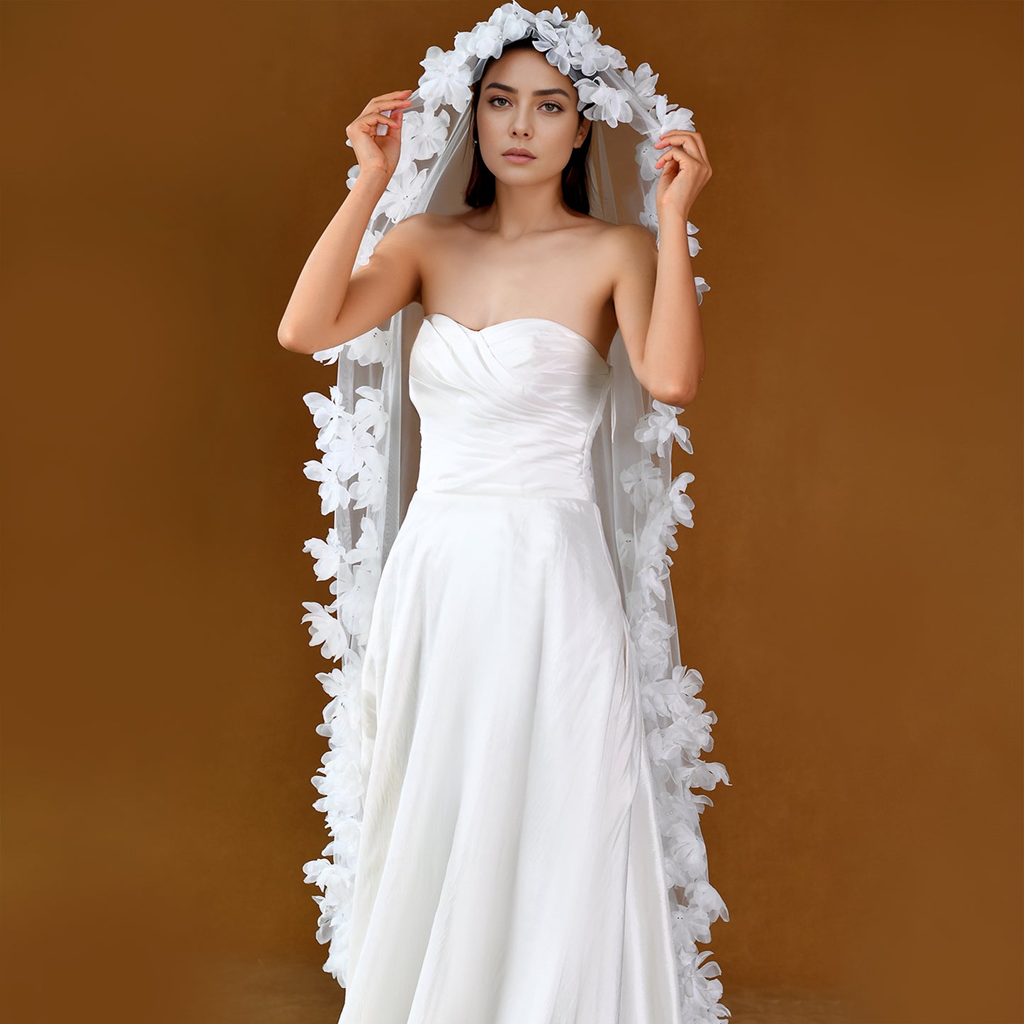 M97-WN1.5 ivory mesh flower hair comb