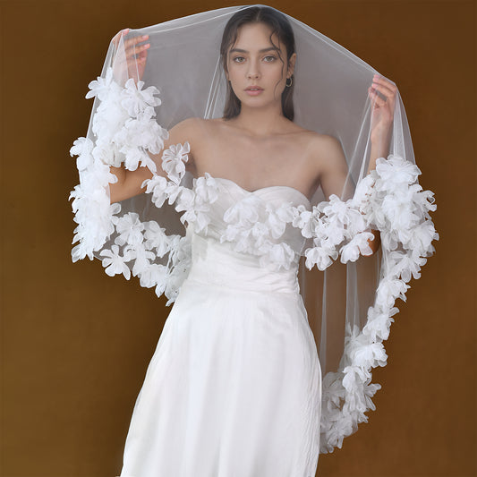 M97-WN1.5 ivory mesh flower hair comb