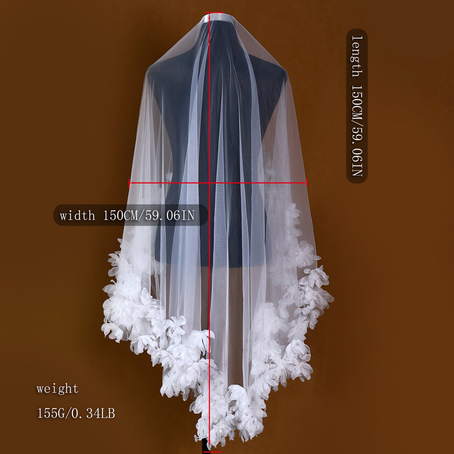 M97-WN1.5 ivory mesh flower hair comb