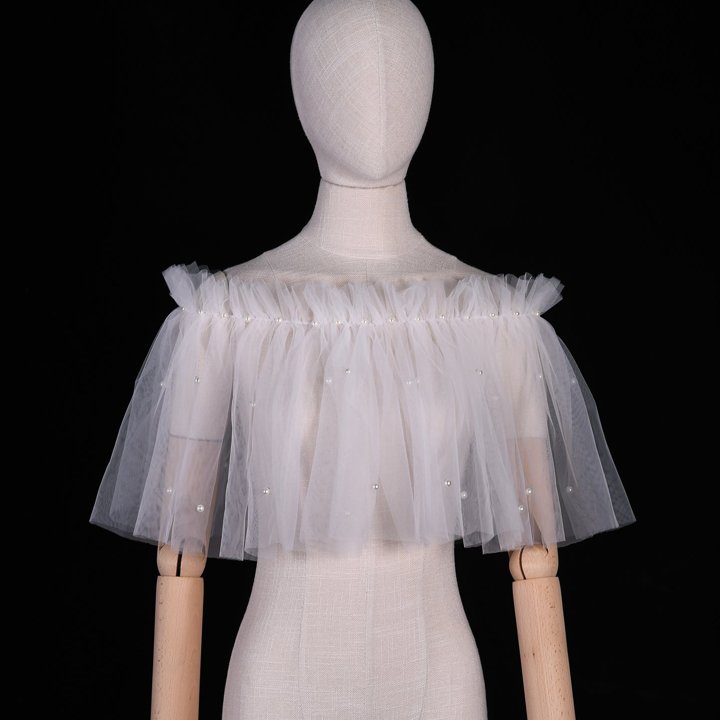 VG112-W-1 black pearl mesh shawl